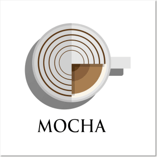 Hot mocha coffee cup top view in flat design style Posters and Art